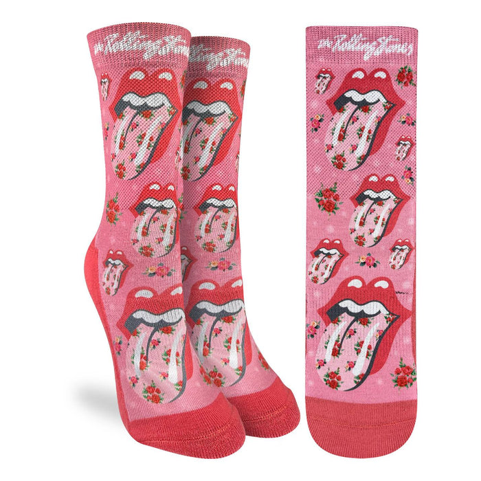 Women's The Rolling Stones, Floral Hot Lips Socks