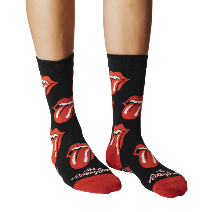 Women's The Rolling Stones, Red Hot Lips on Black Socks