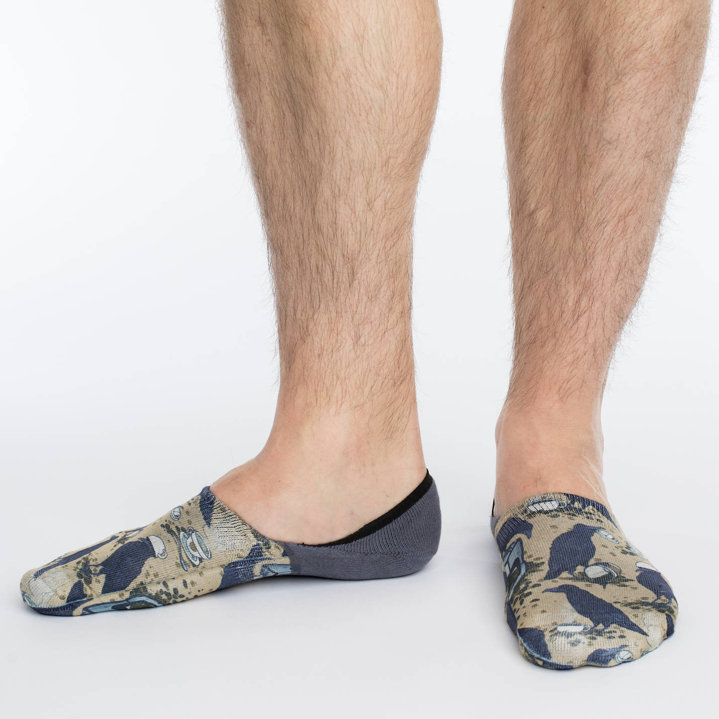 Men s Coffee Crow No Show Socks Good Luck Sock