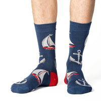 Men's Navy Anchors & Boats Socks