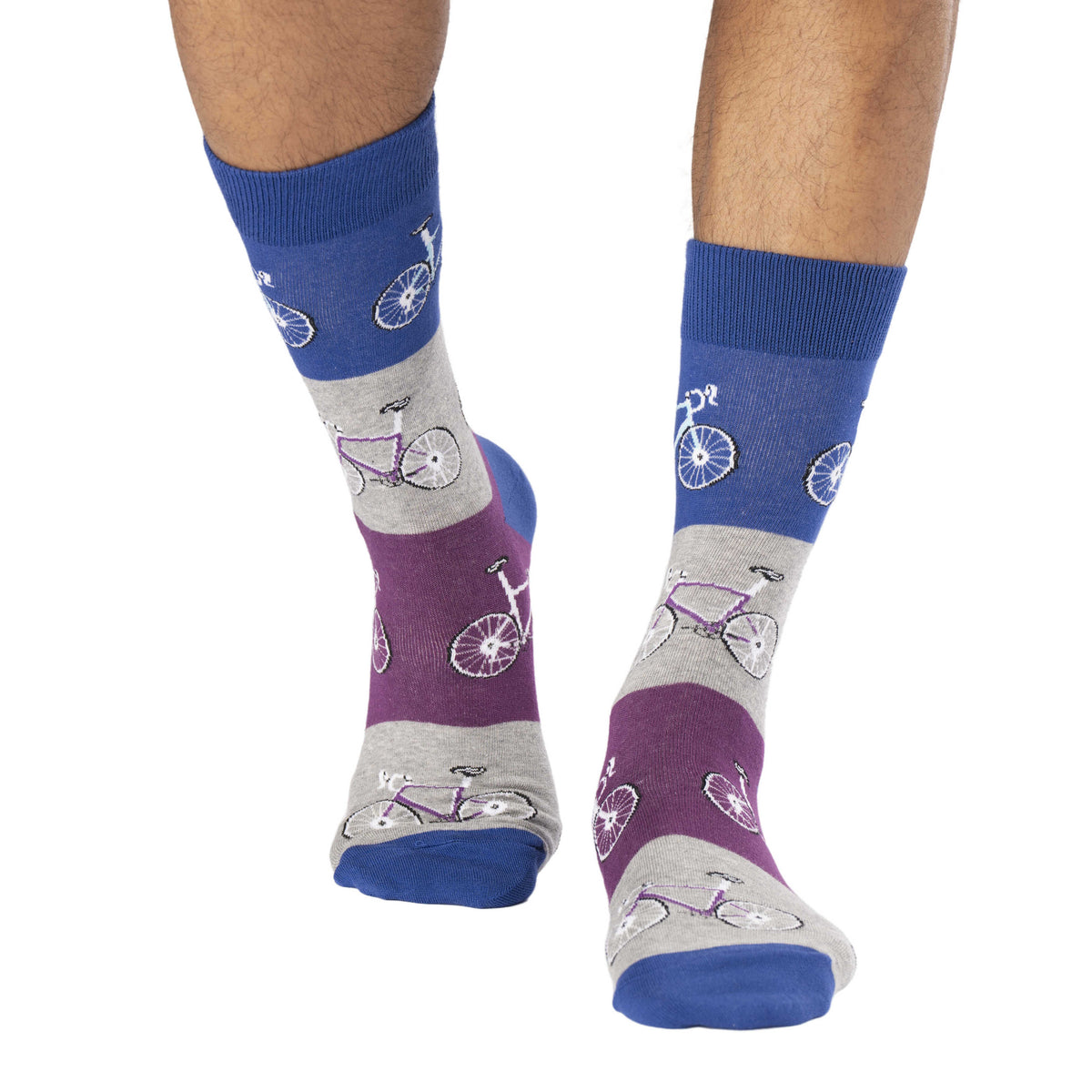 Men's Blue & Grey Checkered Bicycle Socks