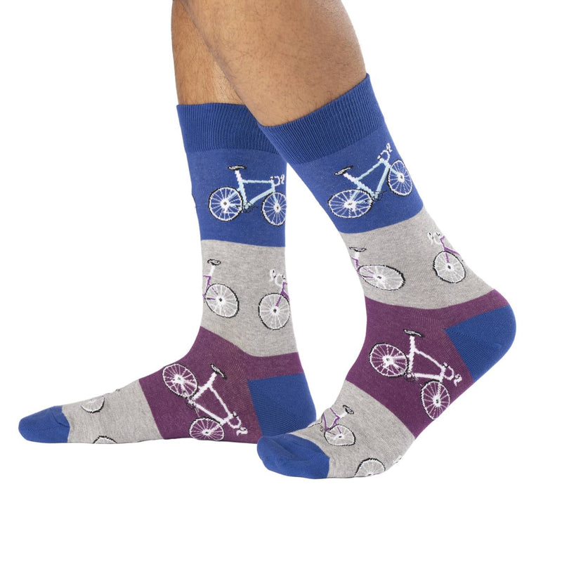 Men's Blue & Grey Checkered Bicycle Socks