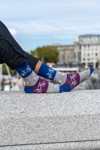 Men's Blue & Grey Checkered Bicycle Socks