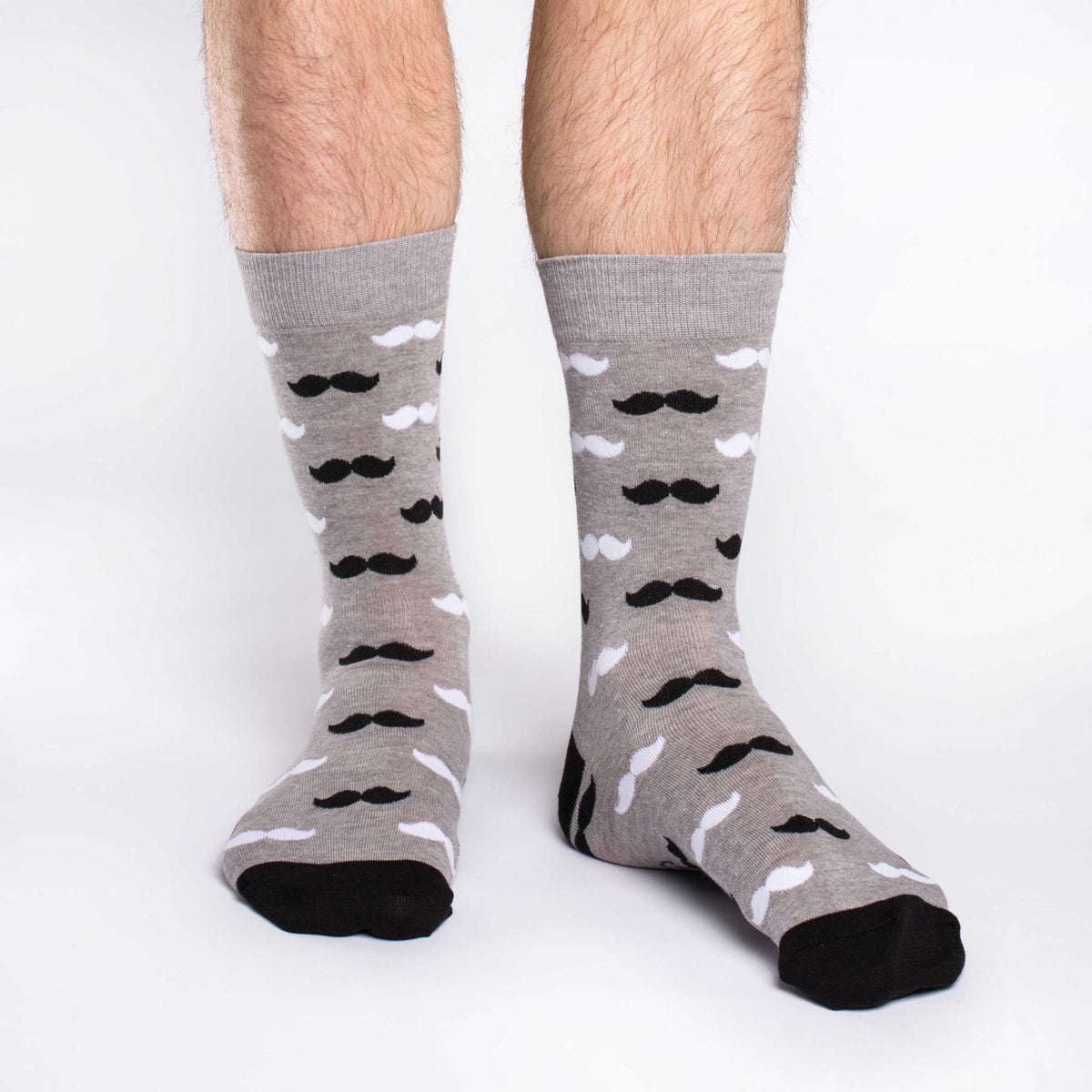 Men's Black & Grey Moustache Socks