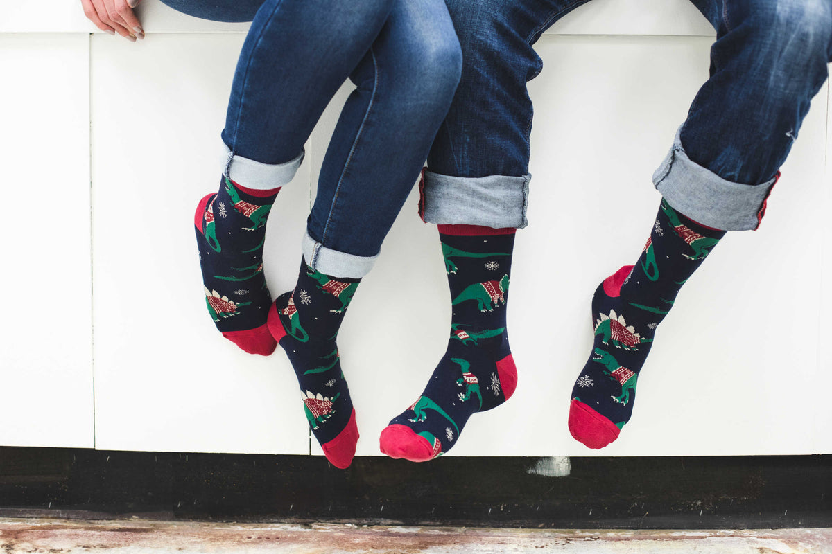 Women's Christmas Sweater Dinosaur Socks