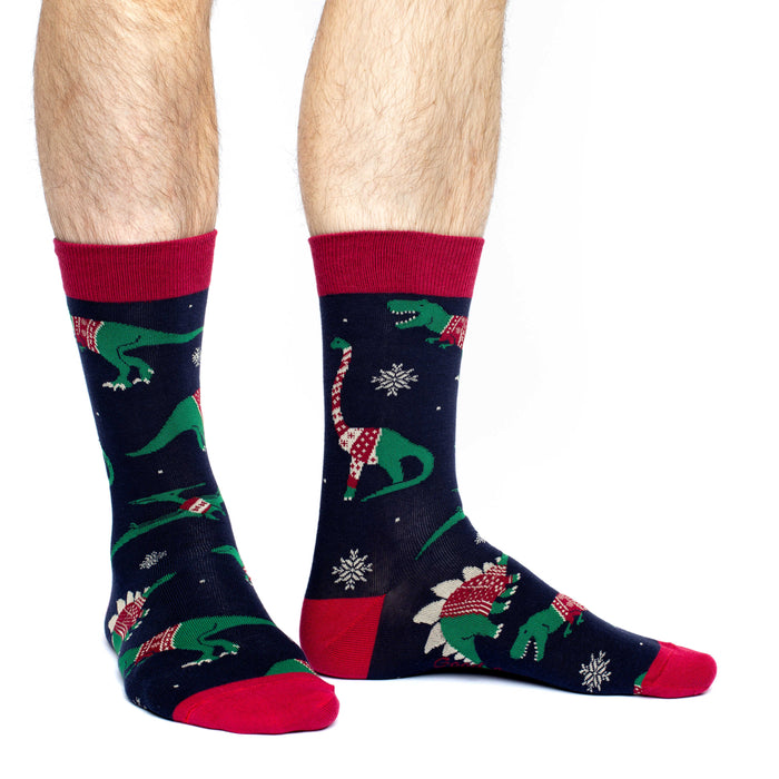 Men's Christmas Sweater Dinosaur Socks