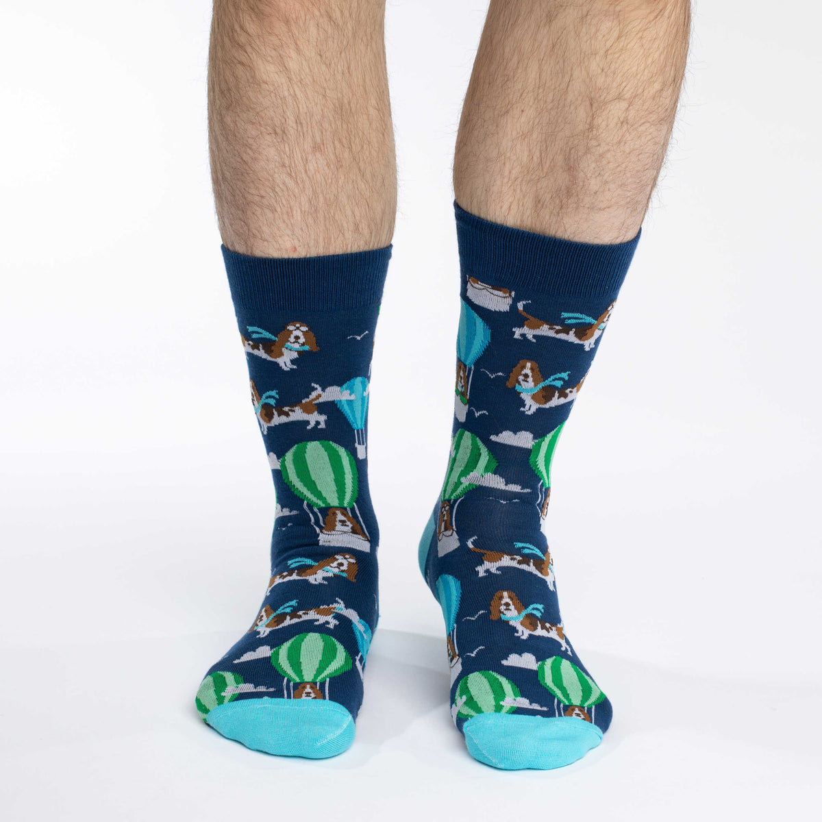Men's Basset Hound in Air Balloon Socks