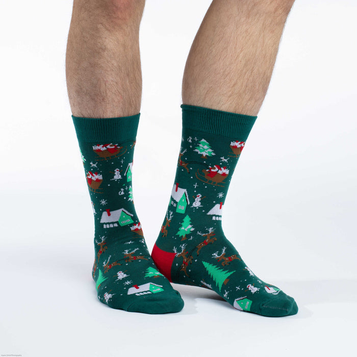 Men's Santa on a Sled Christmas Socks
