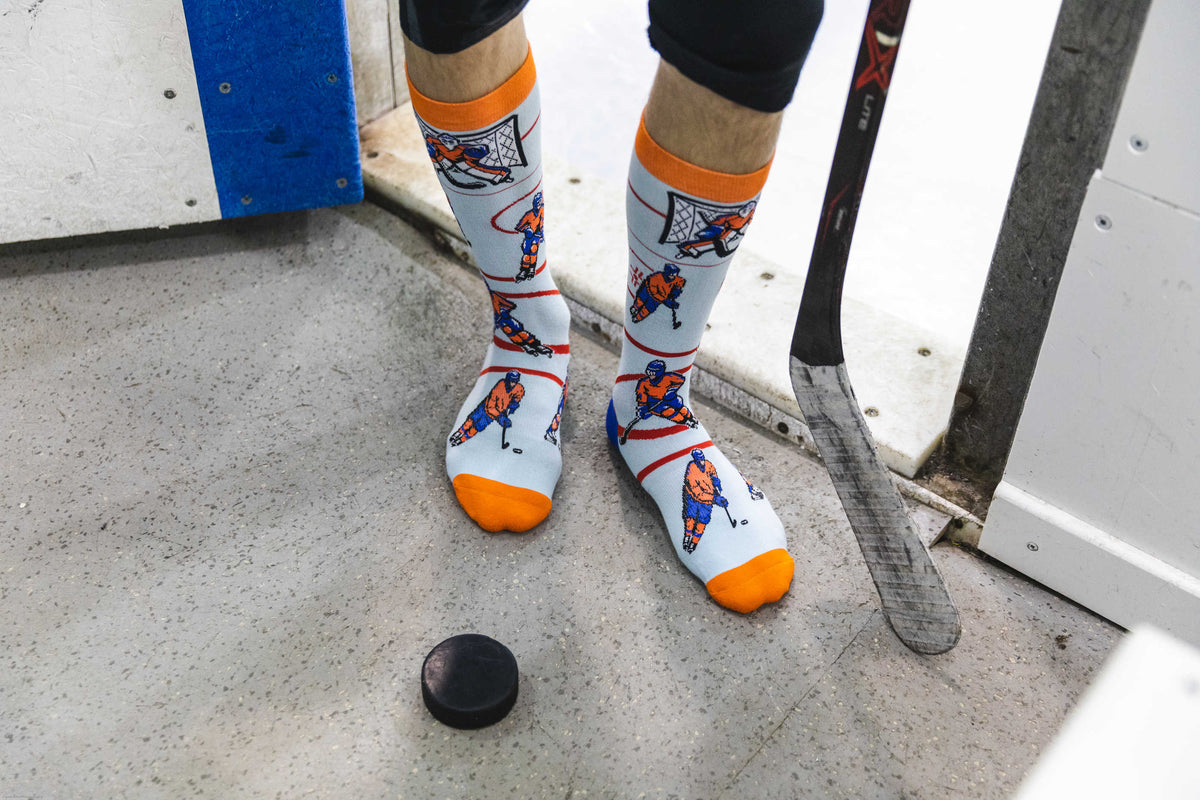 Men's Hockey, Orange & Blue Socks