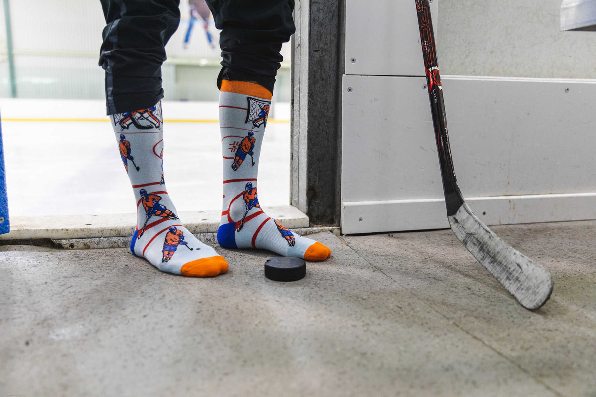 Men's Hockey, Orange & Blue Socks