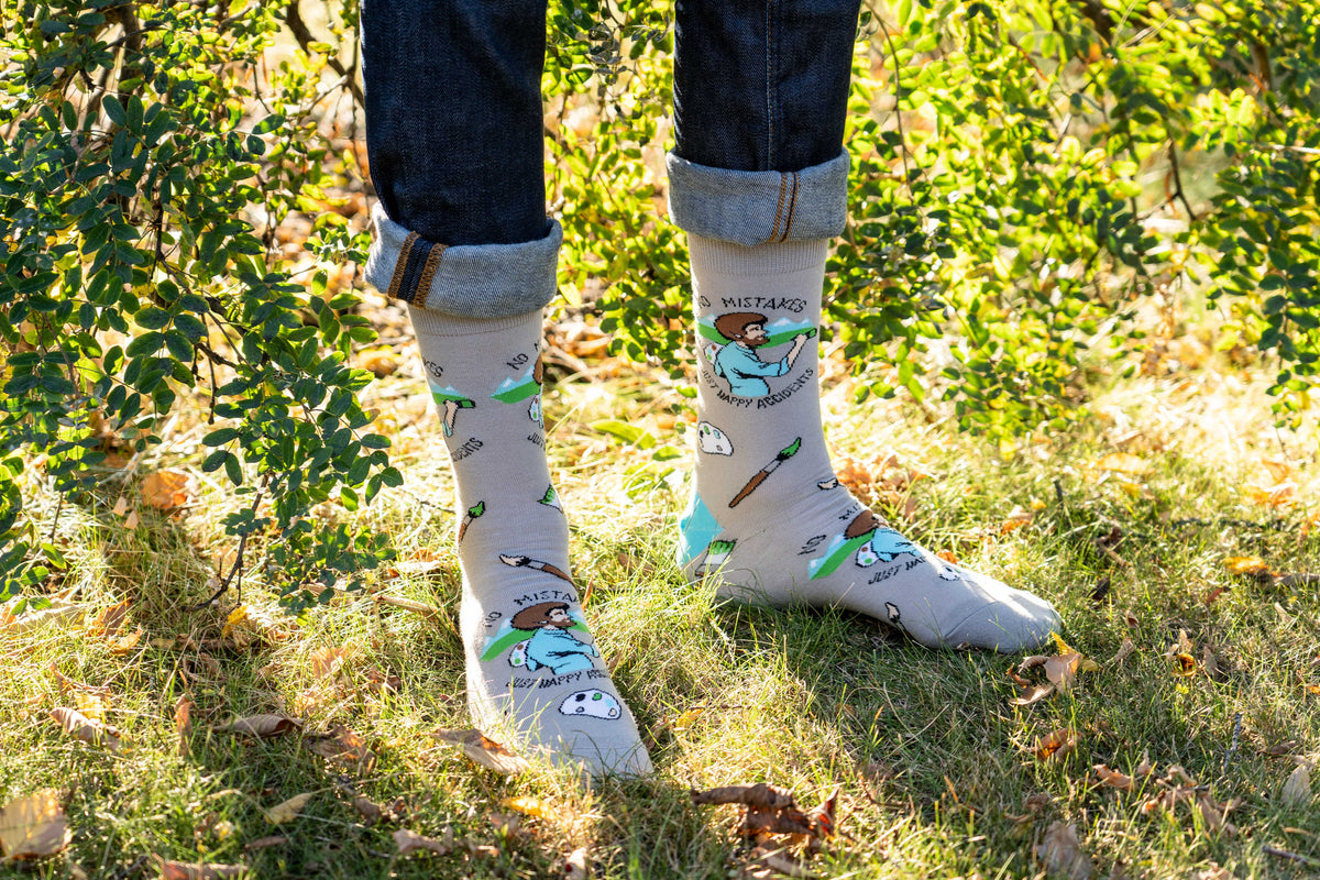 Men's Bob Ross, Happy Accident Socks