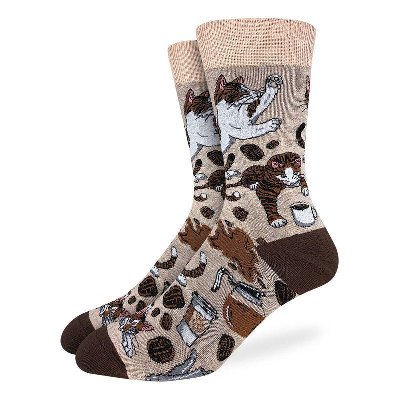 Men's Big & Tall Coffee Cats Socks