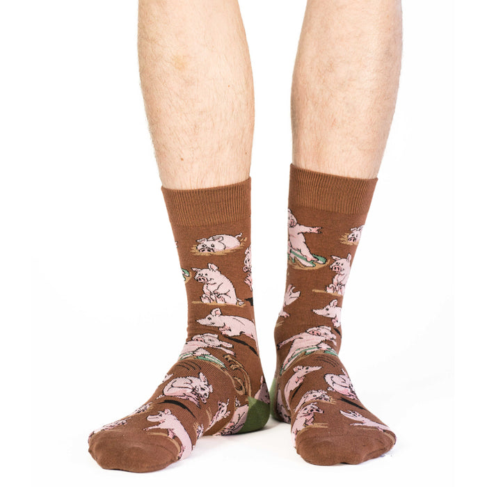 Men's Pigs Playing in Mud Socks