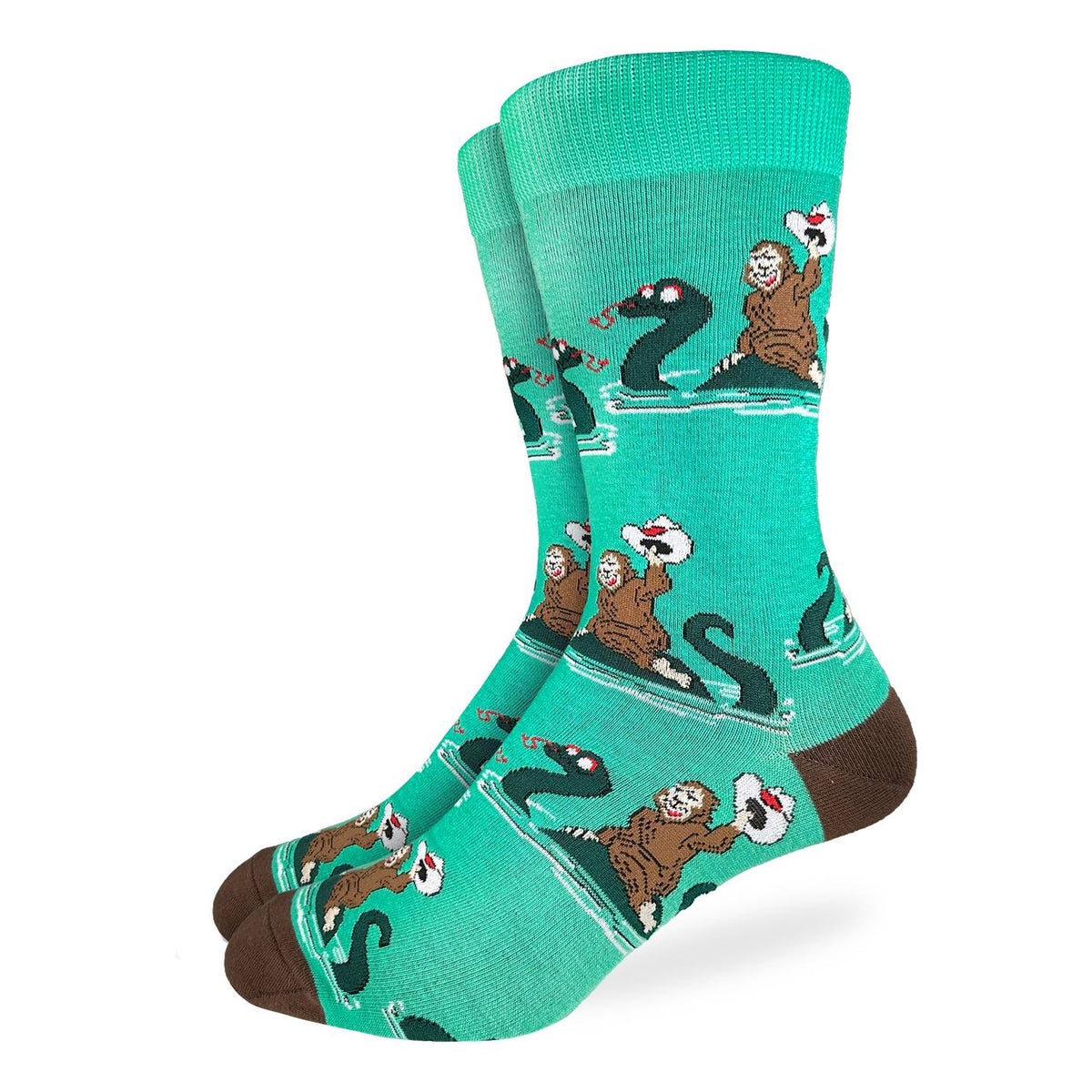 Men's Bigfoot Riding Loch Ness Monster Socks