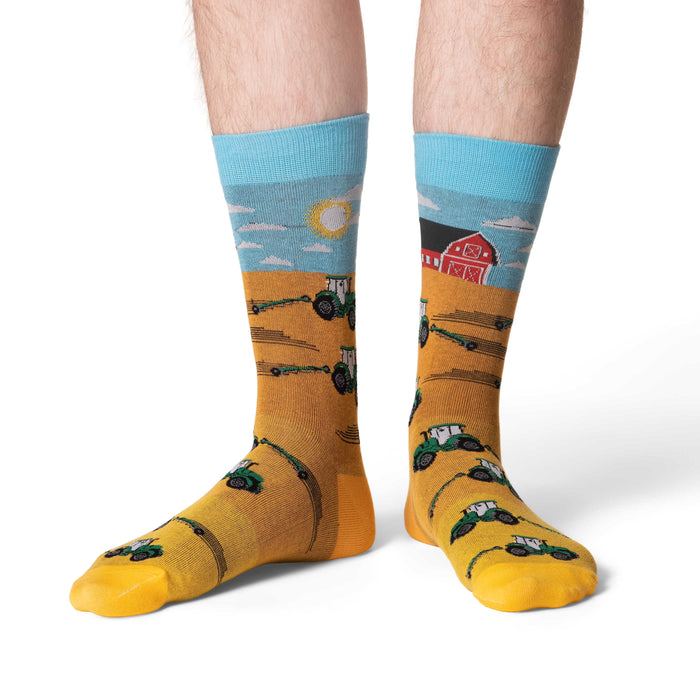 Men's Tractor Plowing Fields Socks
