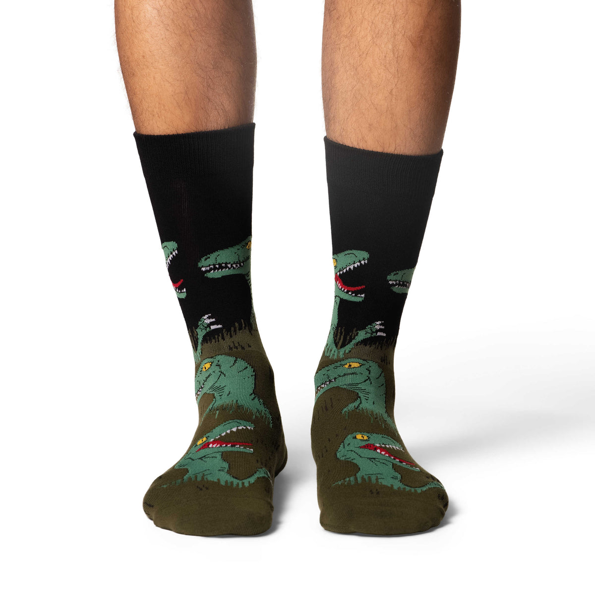 Men's Velociraptors Hiding in Bushes Socks