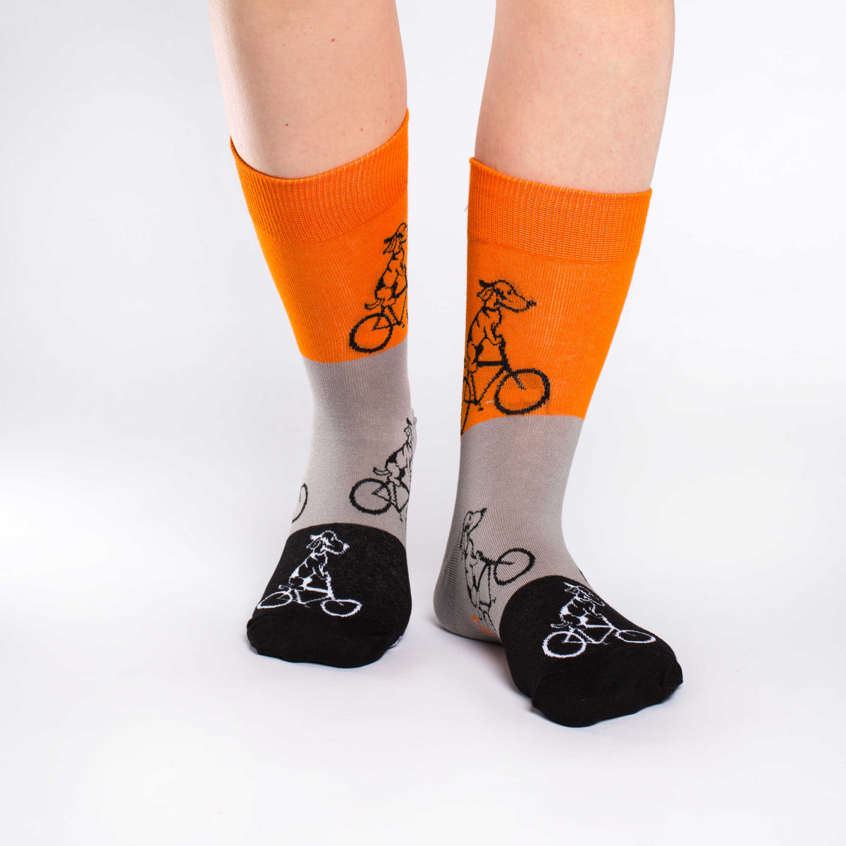 Women's Orange Dogs Riding Bikes Socks