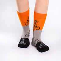Women's Orange Dogs Riding Bikes Socks
