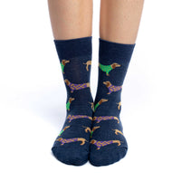 Women's Blue Wiener Dog Socks