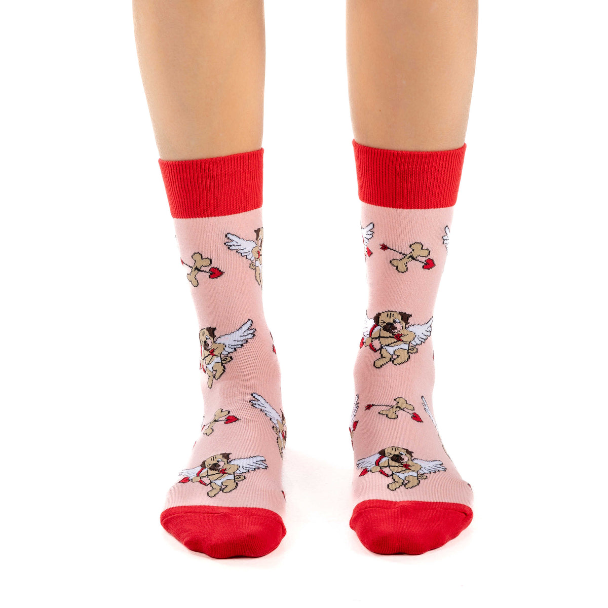 Women's Valentine's Day Cupid Pugs Socks