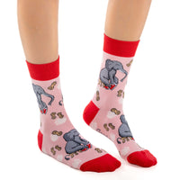 Women's Elephant Putting on Shoes Socks