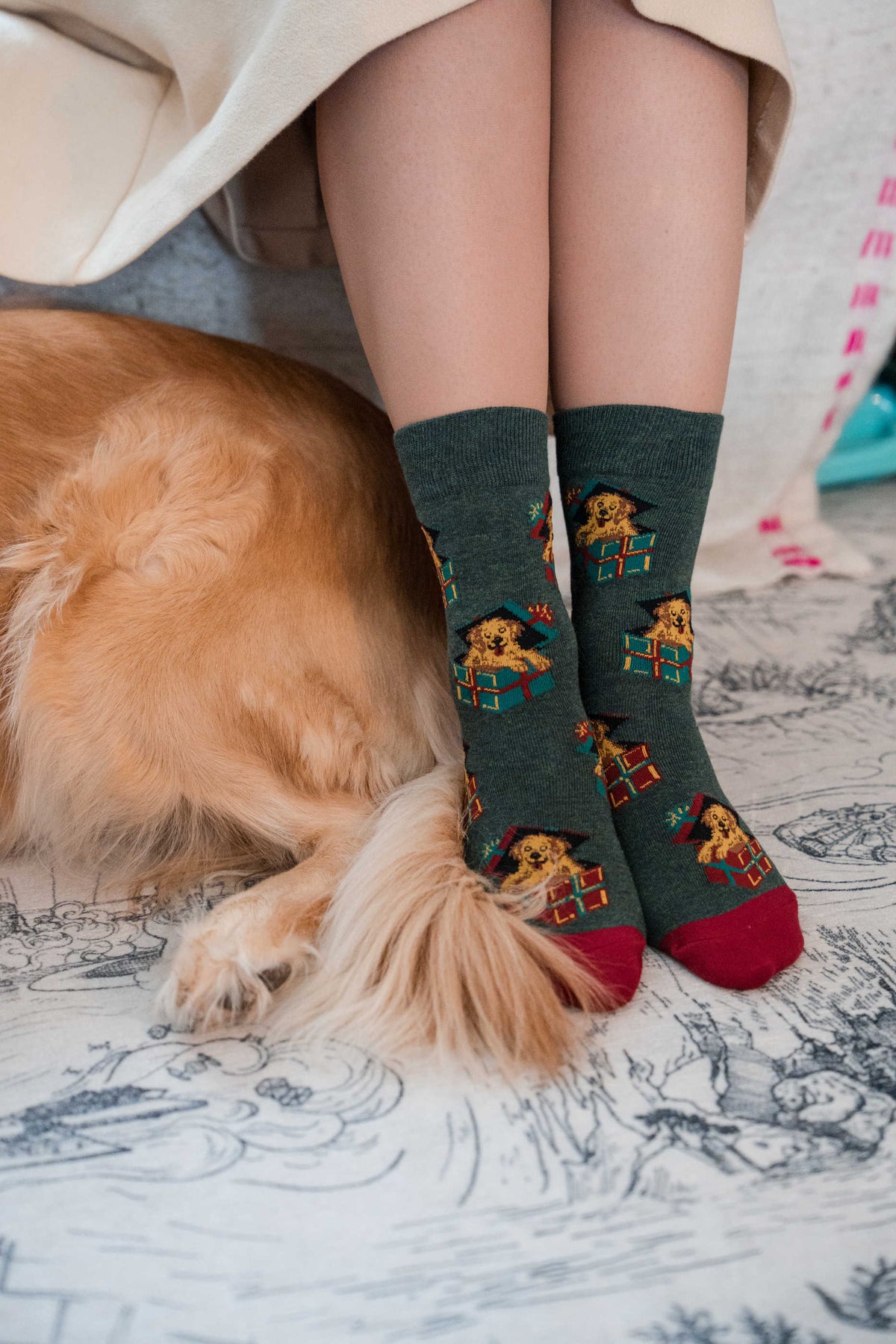 Women's Christmas Puppy Presents Socks