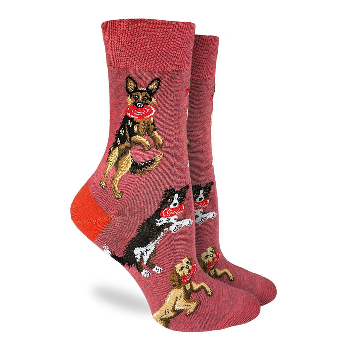 Women's Dogs Catching Frisbees Socks