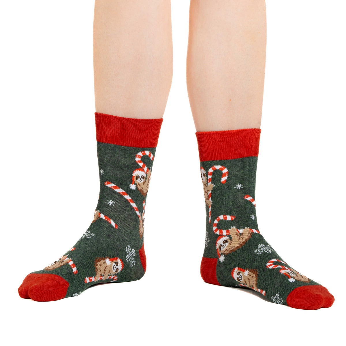 Women's Candy Cane Christmas Sloths Socks