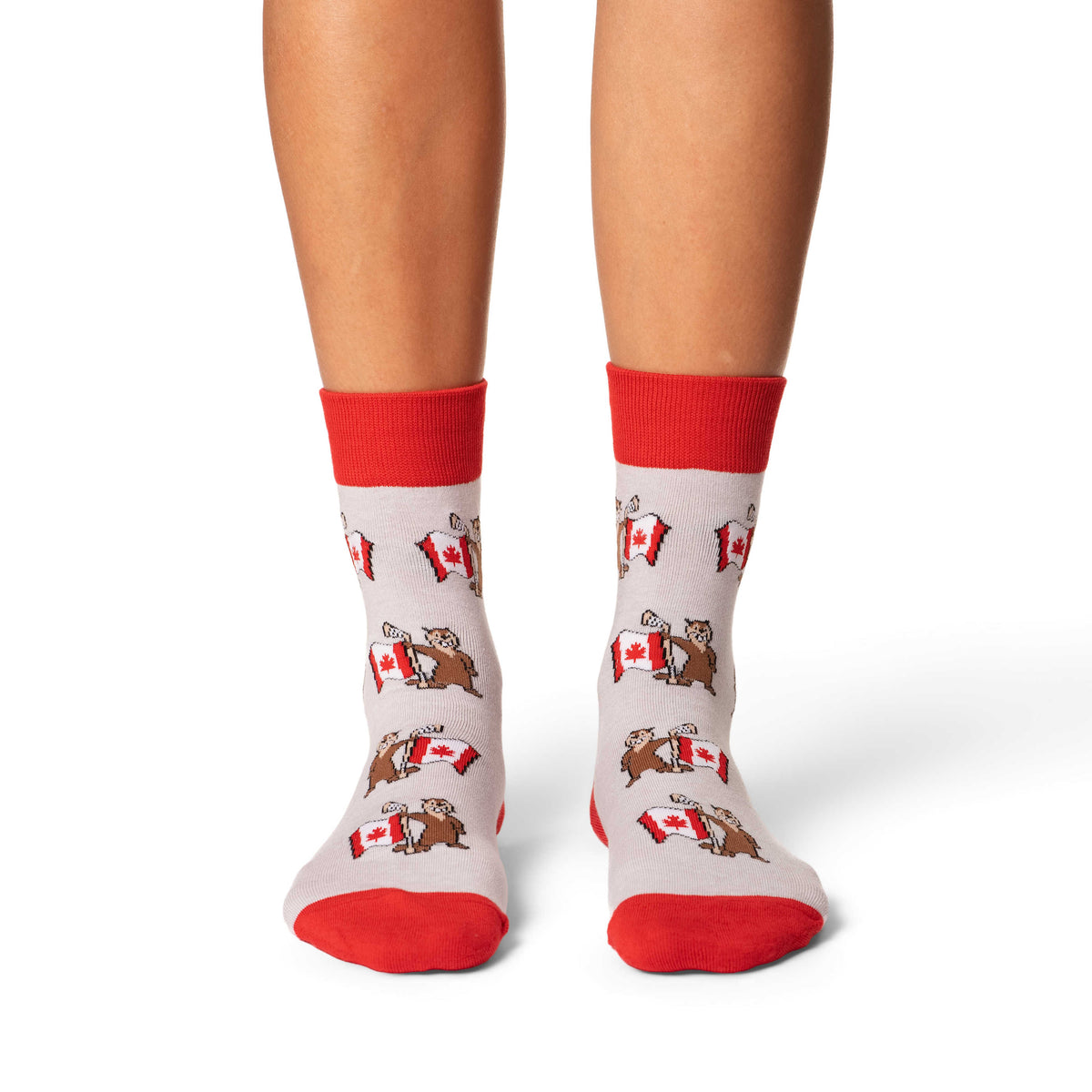 Women's Beaver Waving Canada Flag Socks