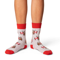 Women's Beaver Waving Canada Flag Socks