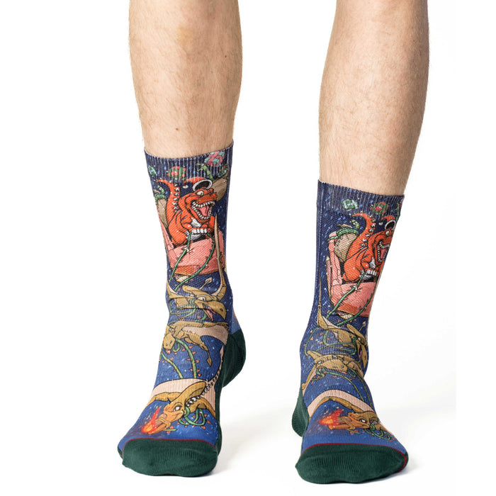 Men's Santa Claus Tyrannosaurus Rex Christmas Socks