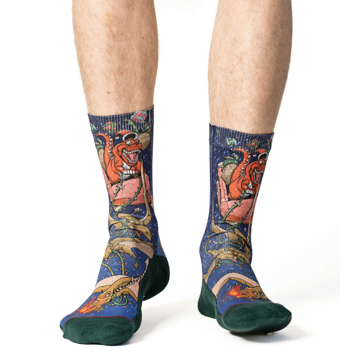 Men's Santa Claus Tyrannosaurus Rex Christmas Socks