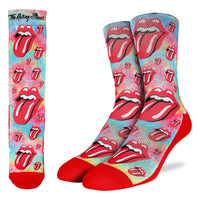 Men's The Rolling Stones, Red Hot Lips on Tie-Dye Socks