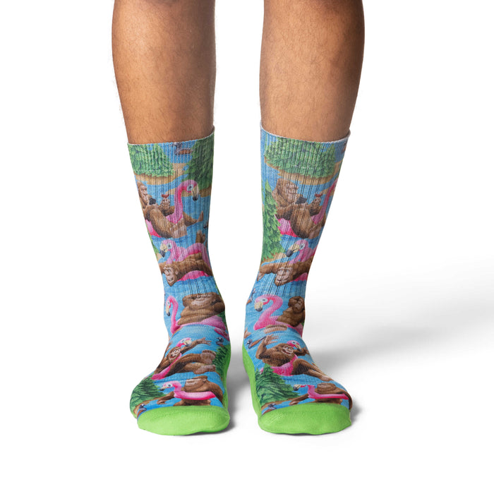 Men's Bigfoot Floating Down Lake Socks