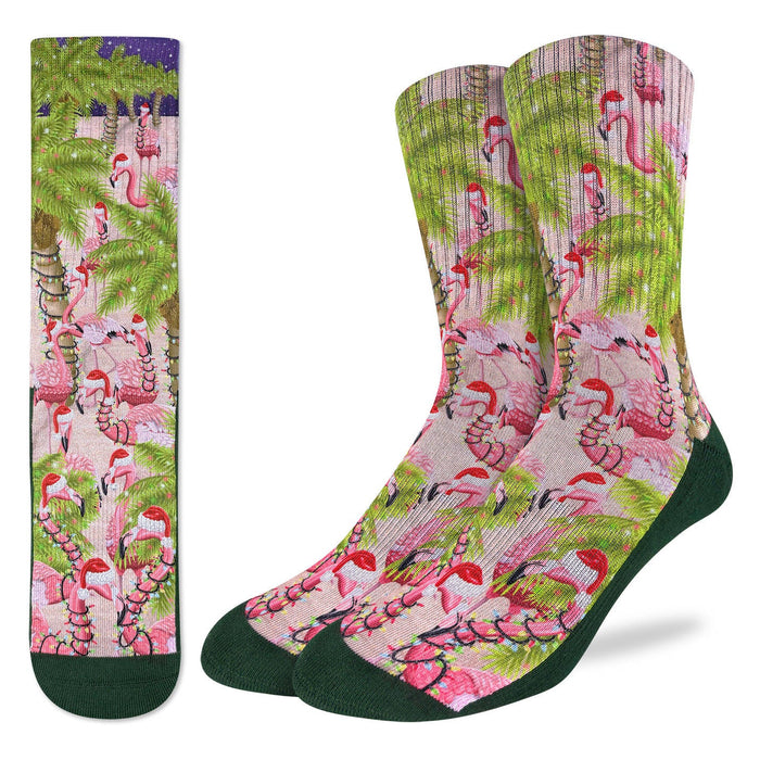 Men's Christmas Flamingos on the Beach Socks