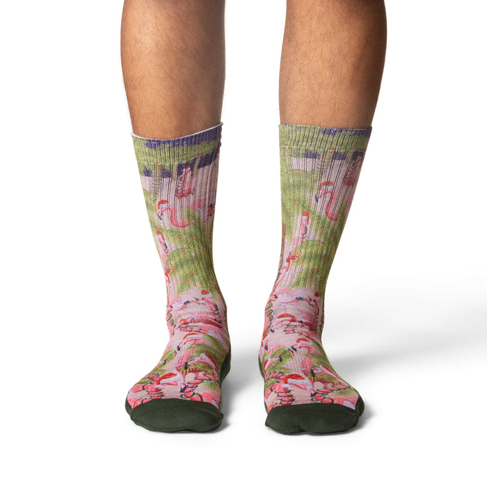 Men's Christmas Flamingos on the Beach Socks