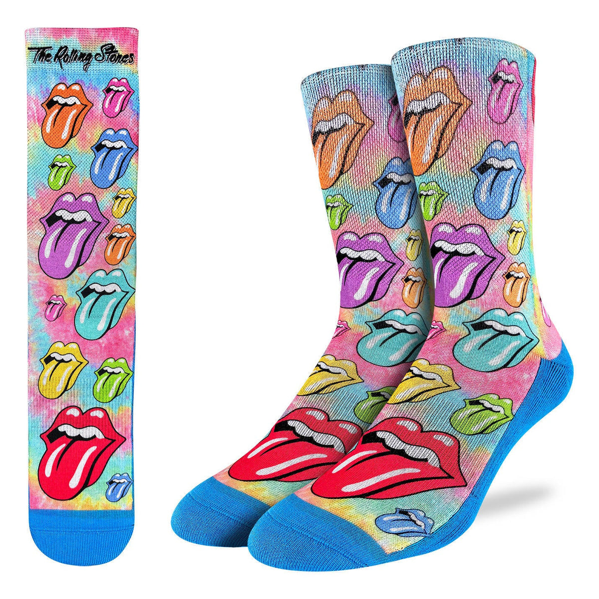 Men's The Rolling Stones, Rainbow Hot Lips on Tie-Dye Socks