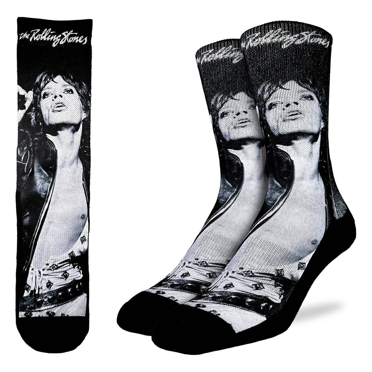 Men's The Rolling Stones, Mick Jagger in Black & White Socks
