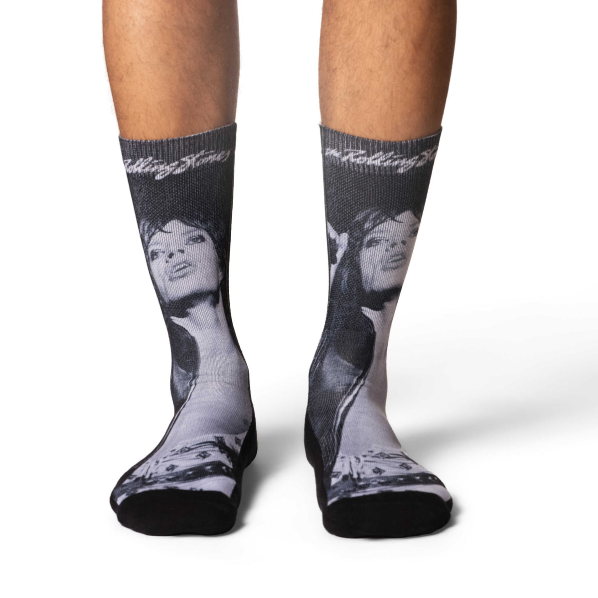 Men's The Rolling Stones, Mick Jagger in Black & White Socks