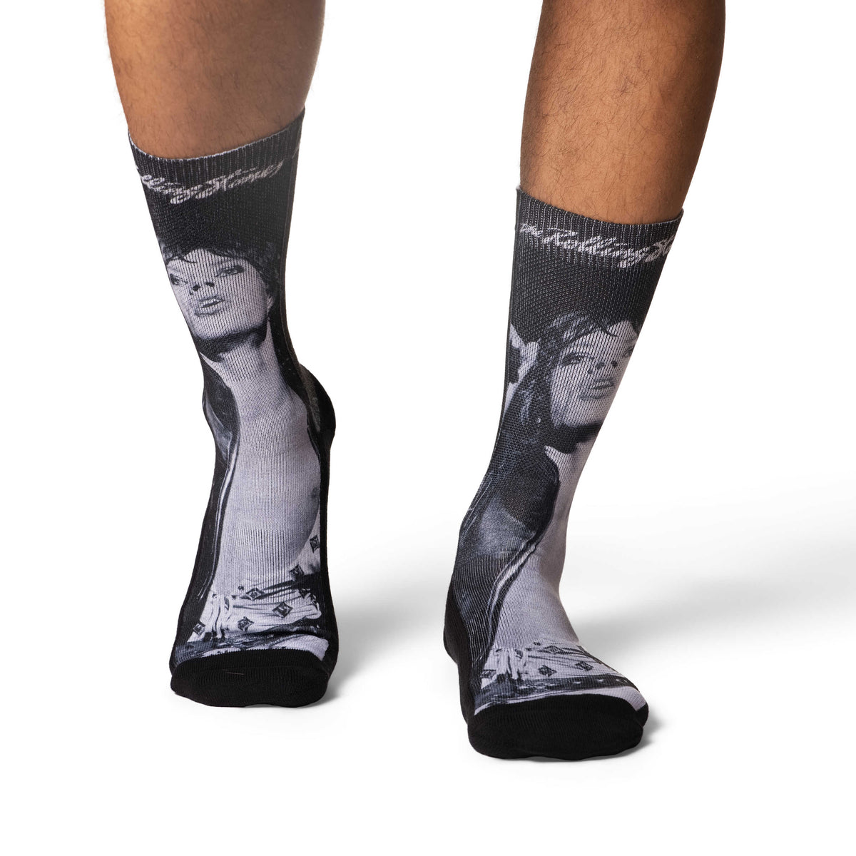 Men's The Rolling Stones, Mick Jagger in Black & White Socks