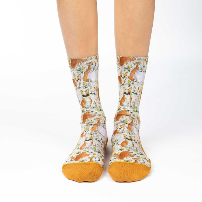 Women's Corgis on a Beach Socks