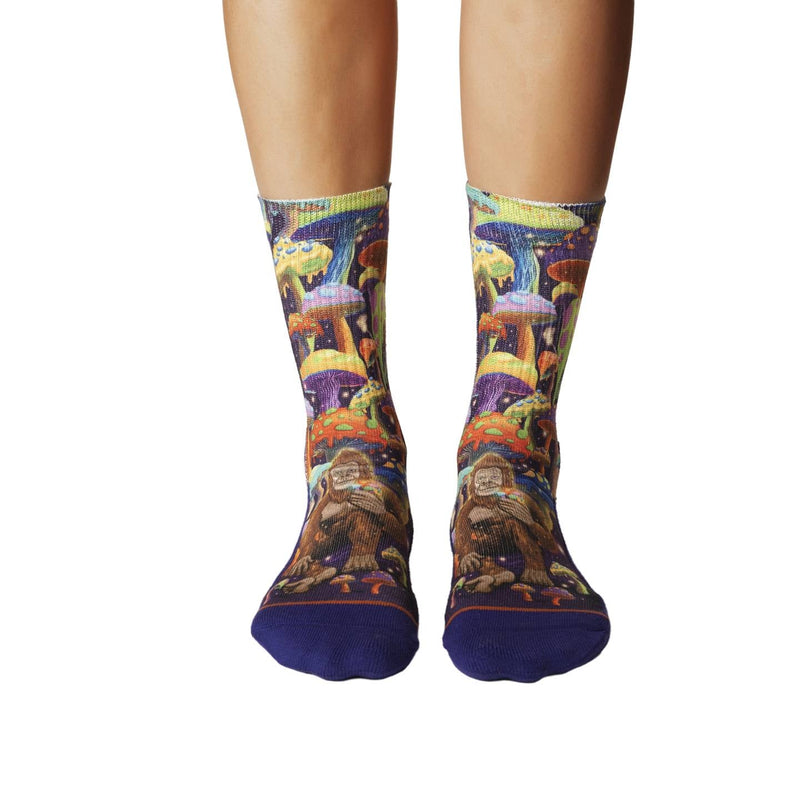 Women's Bigfoot Eating Mushrooms Socks