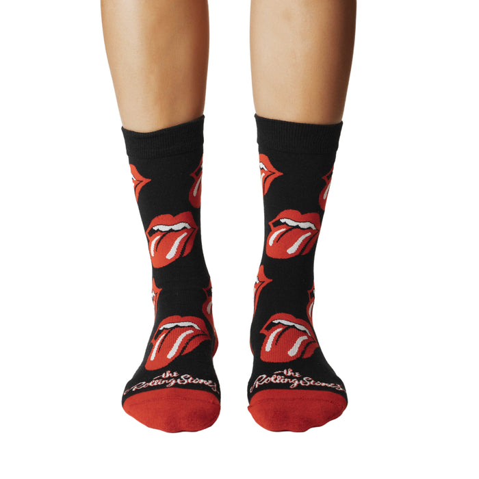 Women's The Rolling Stones, Red Hot Lips on Black Socks