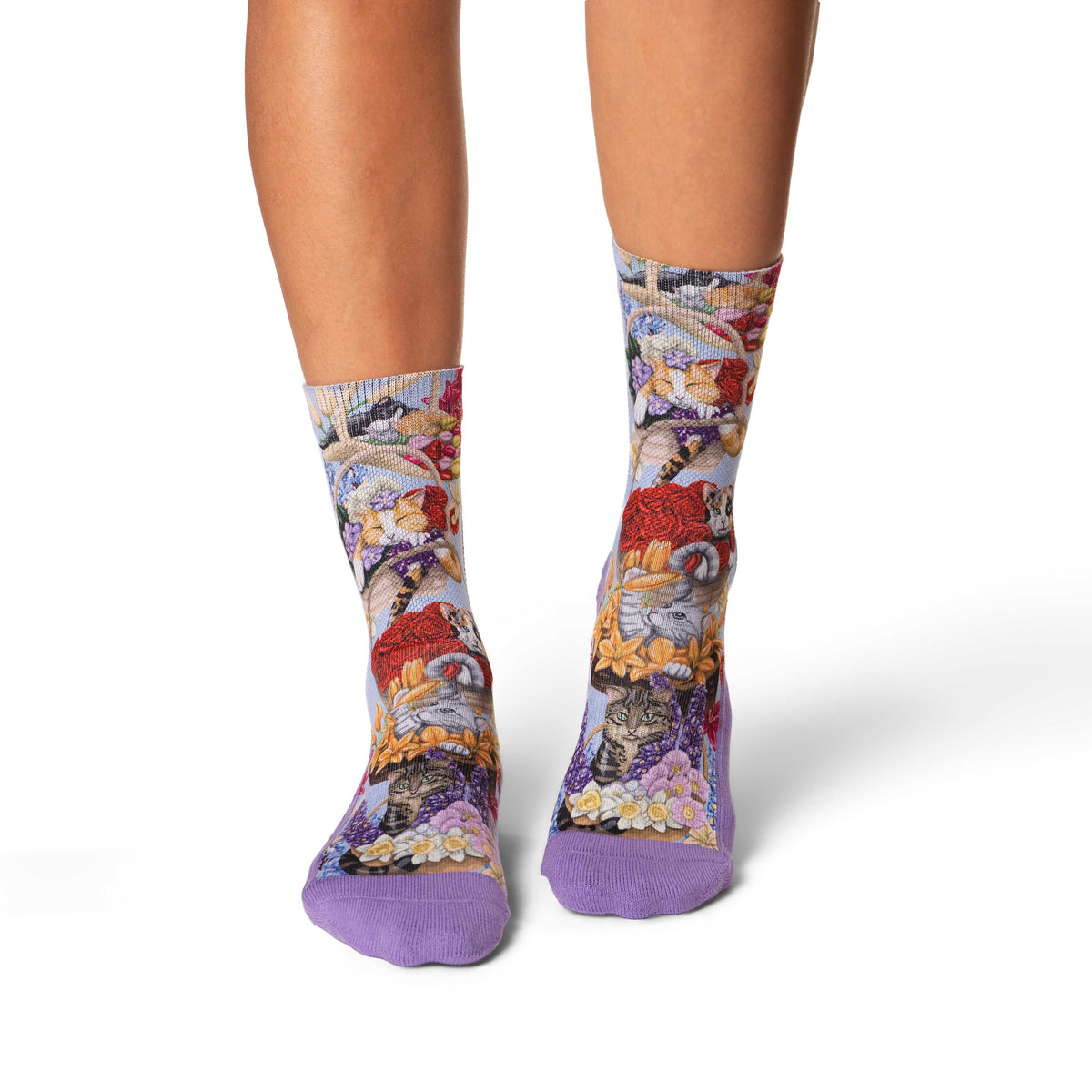 Women's Cats Playing with Flower Baskets Socks