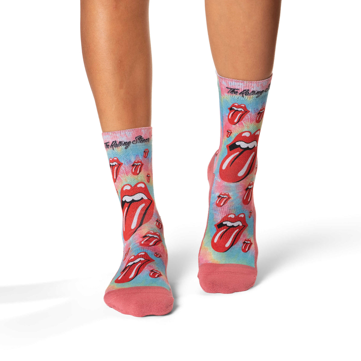 Women's The Rolling Stones, Red Hot Lips Tie-Dye Socks