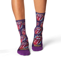 Women's The Rolling Stones, Red Hot Lips on Purple Socks