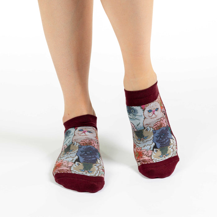 Women's Floral Cats Ankle Socks