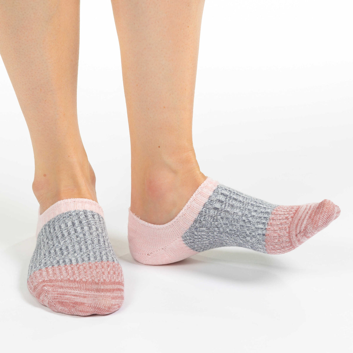 Women's Stripes - Pink, Grey, Pink No Show Socks