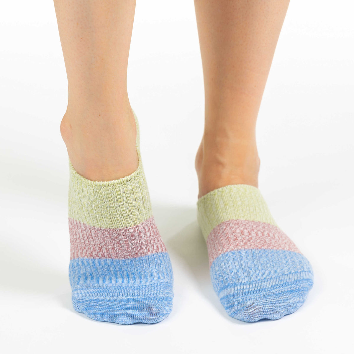 Women's Stripes - Green, Pink, Blue No Show Socks