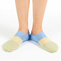 Women's Stripes - Blue, Yellow, Green No Show Socks